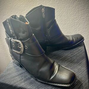 Harley-Davidson Black Ankle Boots with Buckle